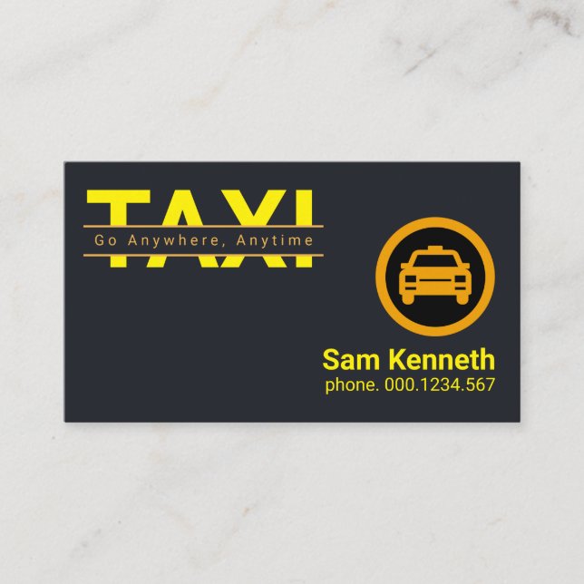 Simple Yellow Taxi Gold Lines Taxi Driver Business Card (Front)