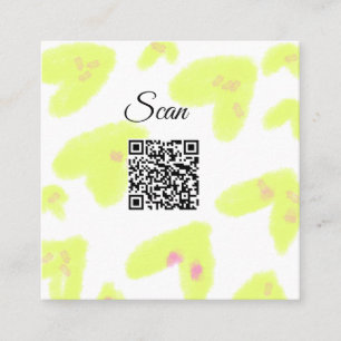 Simple yellow watercolor add Q R code scan text Th Square Business Card
