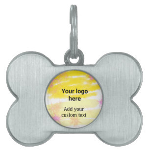 Simple yellow watercolor add your logo custom text pet ID tag