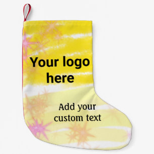 Simple yellow watercolor add your logo custom text small christmas stocking