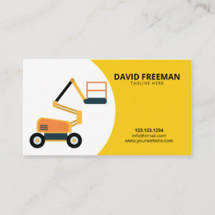 Simple Yellow & White Aerial Platform Construction Business Card