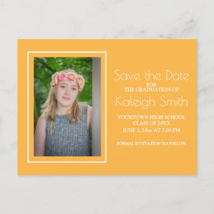 Simple Yellow White Graduation Save the Date Announcement Postcard