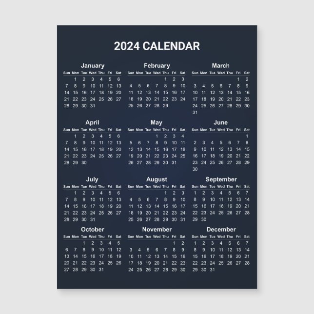 Simple Yet Elegant 2024 Calendar | Magnetic Card (Front)