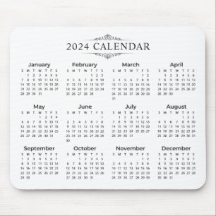 Simple Yet Elegant 2024 Calendar   Mousepad