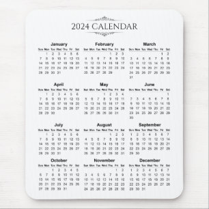 Simple yet Elegant 2024 Calendar   Mousepad