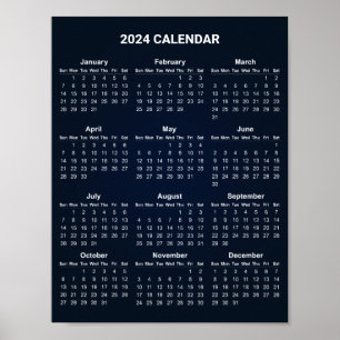 Simple Yet Elegant 2024 Calendar Poster