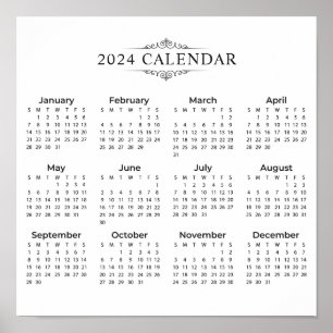 Simple Yet Elegant 2024 Calendar   Poster