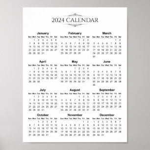 Simple yet Elegant 2024 Calendar Poster