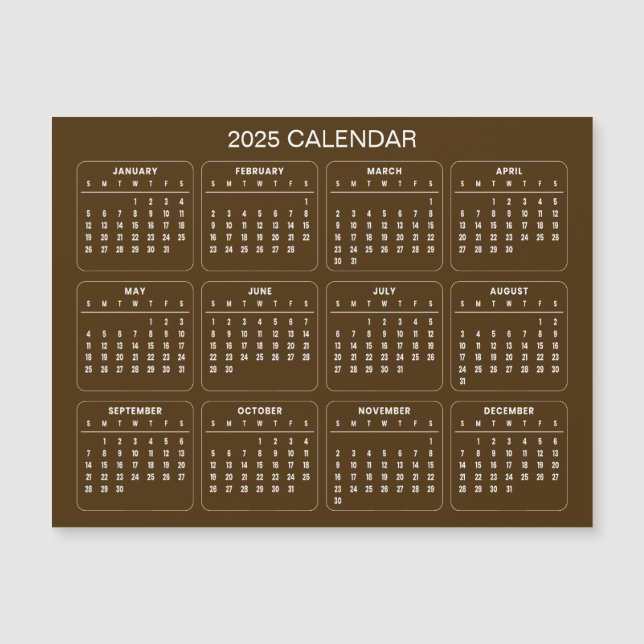Simple Yet Elegant 2025 Calendar | Magnetic Card (Front)
