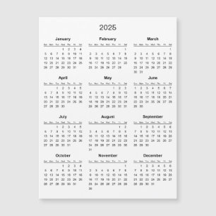 Simple Yet Elegant 2025 Calendar Magnetic Card