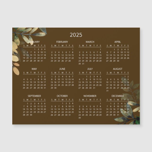 Simple Yet Elegant 2025 Calendar | Magnetic Card (Front)