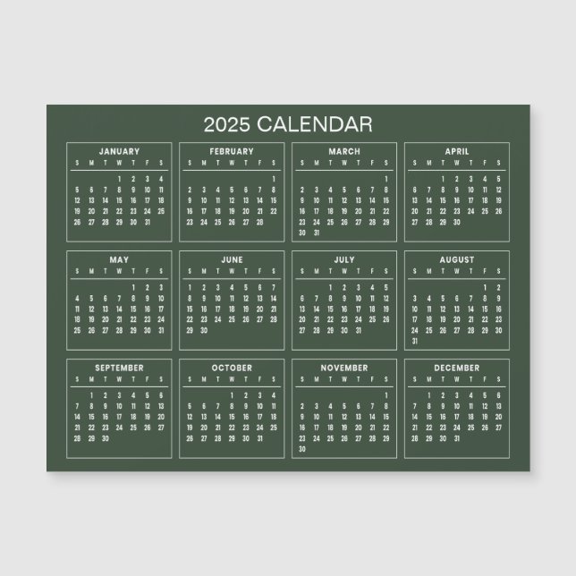 Simple Yet Elegant 2025 Calendar | Magnetic Card (Front)