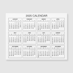 Simple Yet Elegant 2025 Calendar   Magnetic Card