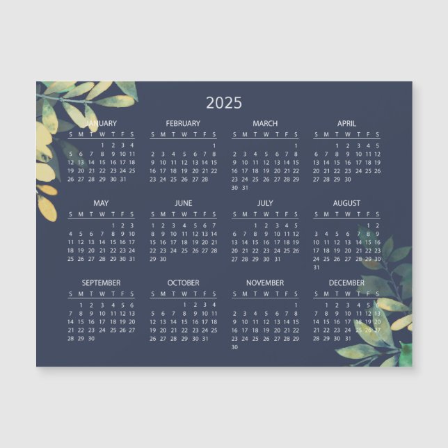Simple Yet Elegant 2025 Calendar | Magnetic Card (Front)