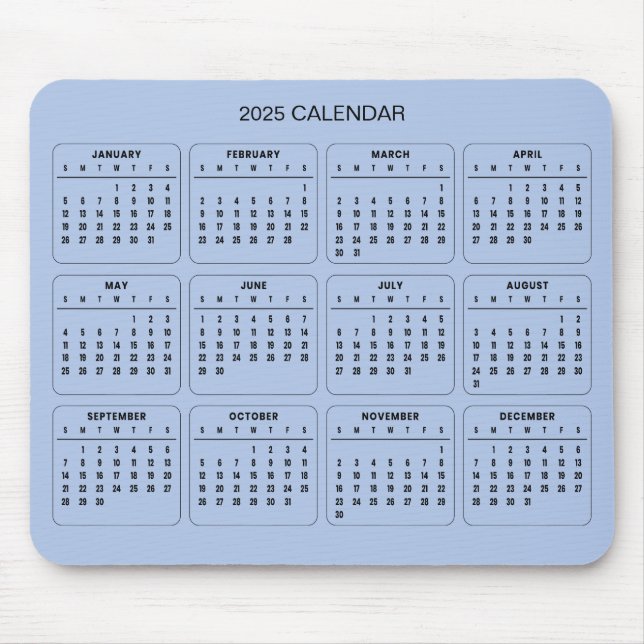 Simple Yet Elegant 2025 Calendar | Mousepad (Front)
