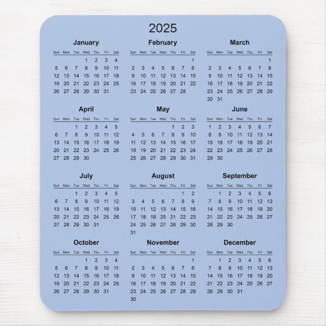 Simple Yet Elegant 2025 Calendar | Mousepad (Front)