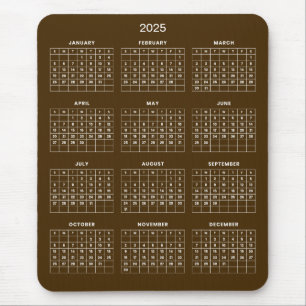 Simple Yet Elegant 2025 Calendar   Mousepad