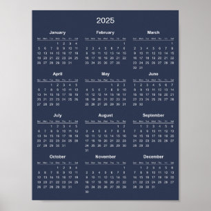 Simple Yet Elegant 2025 Calendar Poster