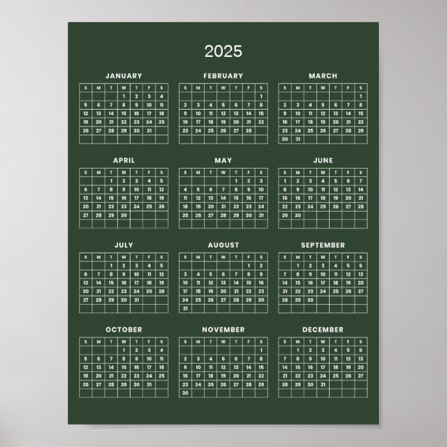 Simple Yet Elegant 2025 Calendar |  Poster (Front)