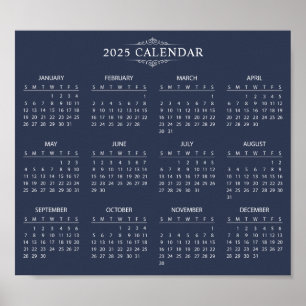 Simple Yet Elegant 2025 Calendar Poster
