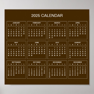 Simple Yet Elegant 2025 Calendar Poster