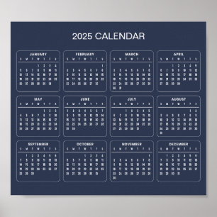 Simple Yet Elegant 2025 Calendar Poster