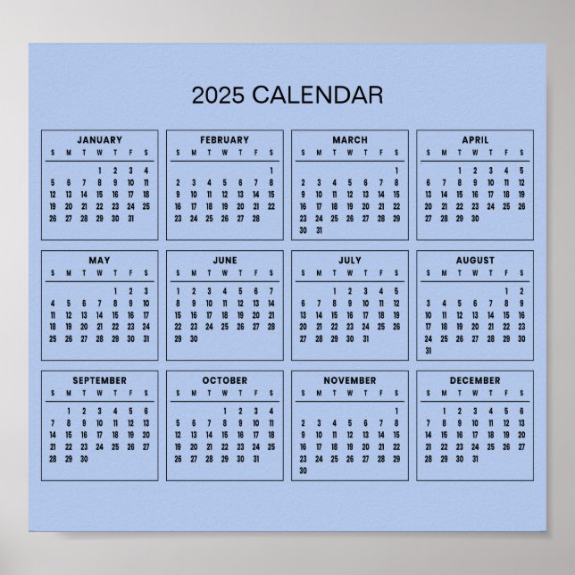 Simple Yet Elegant 2025 Calendar |  Poster (Front)
