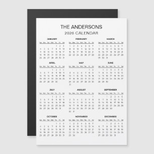 Simple Yet Elegant 2026 Calendar Magnet