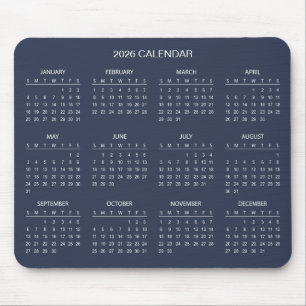 Simple Yet Elegant 2026 Calendar Mousepad