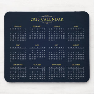Simple Yet Elegant 2026 Calendar   Mousepad