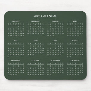 Simple Yet Elegant 2026 Calendar Mousepad