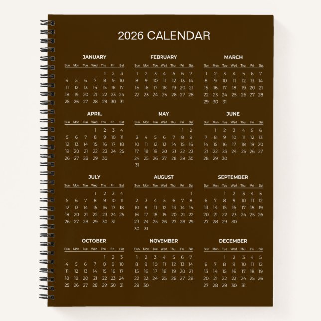Simple Yet Elegant 2026 Calendar |  Notebook (Front)