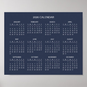 Simple Yet Elegant 2026 Calendar    Poster