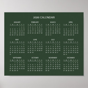Simple Yet Elegant 2026 Calendar Poster