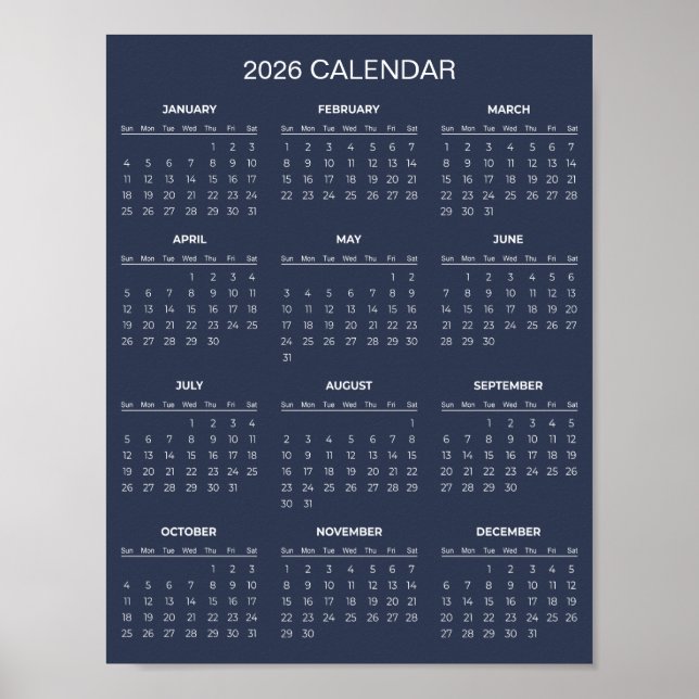 Simple Yet Elegant 2026 Calendar |  Poster (Front)