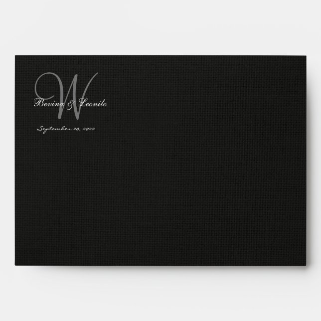 Simple Yet Elegant: Black Linen w/ Monogram Envelope (Front)