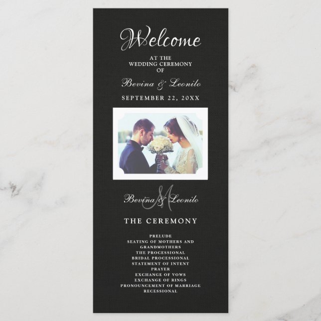 Simple Yet Elegant: Black Linen w/ Monogram Program (Front)