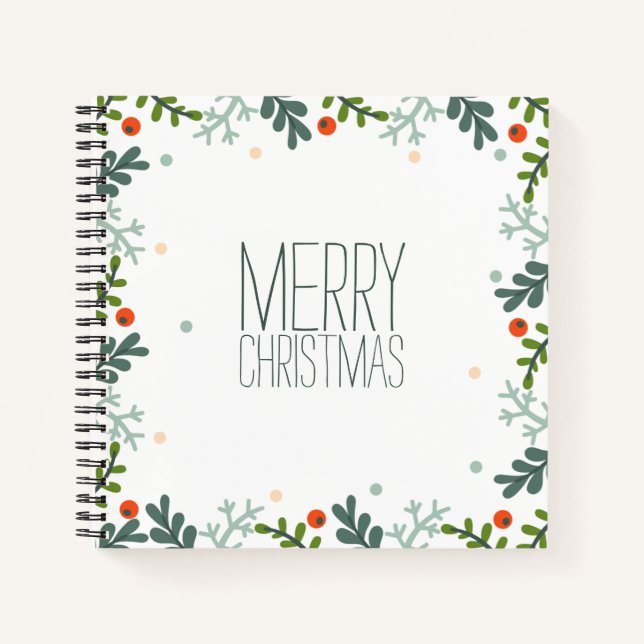 Simple yet Elegant Christmas Wreath Guestbook Notebook (Front)