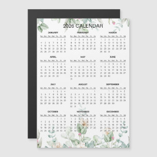 Simple Yet Elegant Floral 2026 Calendar    Magnet
