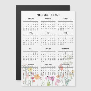 Simple Yet Elegant Floral 2026 Calendar    Magnet