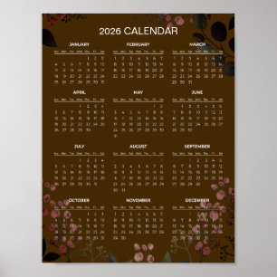 Simple Yet Elegant Floral 2026 Calendar    Poster