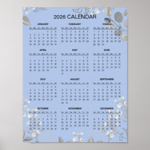 Simple Yet Elegant Floral 2026 Calendar    Poster