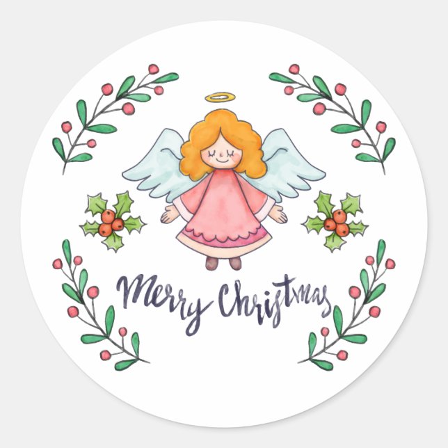 Simple yet Lovely Christmas Angel Sticker Seal (Front)