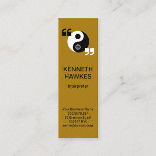 Simple Yin Yang Quotation Mark Interpreter Mini Business Card
