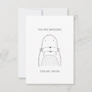 Simple "You Are Awesome" Walrus Greeting Card