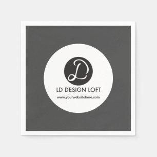 Simple Your logo here and website Black Napkin