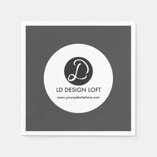 Simple Your logo here and website Black Napkin (Front)