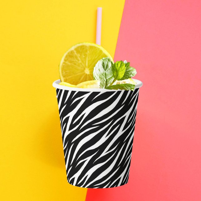 Simple Zebra Print Black White Cute Modern Pattern Paper Cups (Creator Uploaded)