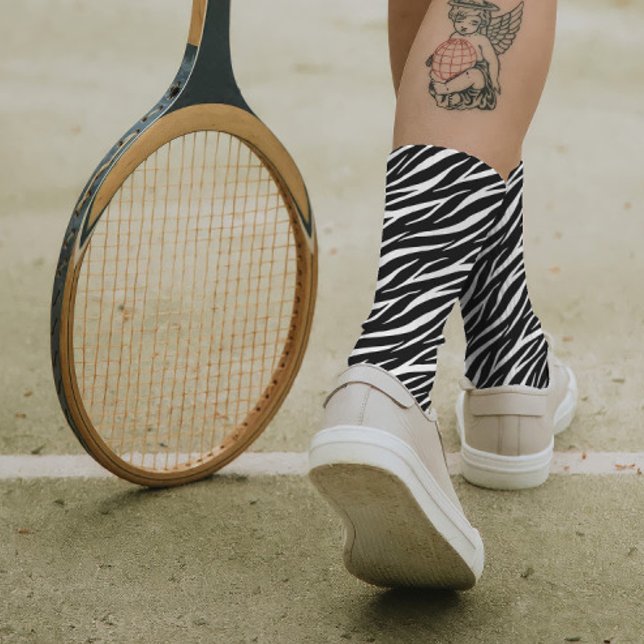 Simple Zebra Print Black White Cute Modern Pattern Socks (Creator Uploaded)