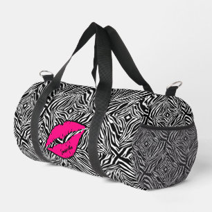 Simple Zebra with Pink Lips Personalized Duffle Bag